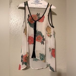 Women’s Lush Sheer Flowy Floral Tank Blouse, possibly size Small